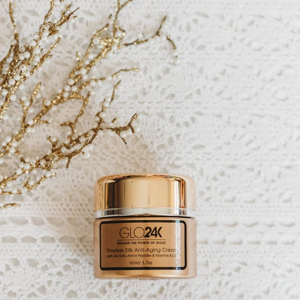 GLO24K Gold Retinol Acid, Hyaluronic Cream with Vitamins, 24k Anti-Aging
