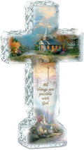 And Message Cross Faceted With Kinkade Crystalline Uplifting Chapel Art