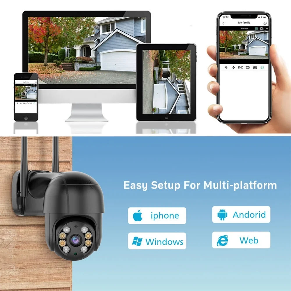 Camera 4MP Cameras with Wifi Pan/Tilt and exterior, Multi-Platform 2-Way Full Night LISUEYNE for Color Security Surveillance 2.4G Siren, Vision, Audio, Motion Wireless Detection