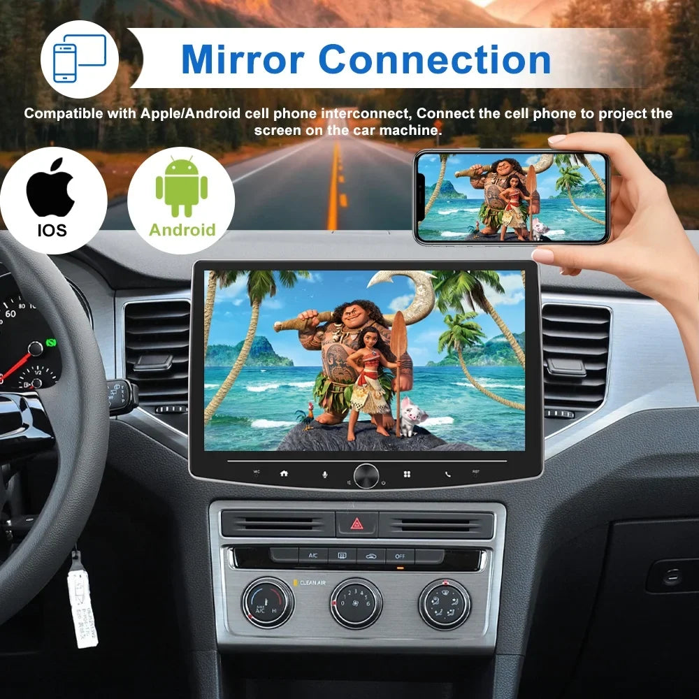 including FM Carplay Auto Touch Player Camera Inch Car Bluetooth Receiver with Stereo Reversing Multimedia AHD USB Din Link Single 10 Radio Mirror 1 HD USB Audio Screen Android