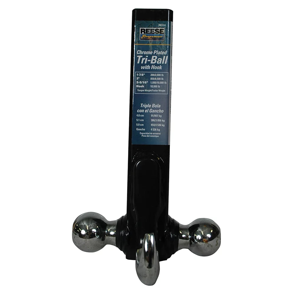 Towpower Tow 7031400 Mount Hitch Ball w/ Heavy Duty Trailer Reese Tri-Ball Hook