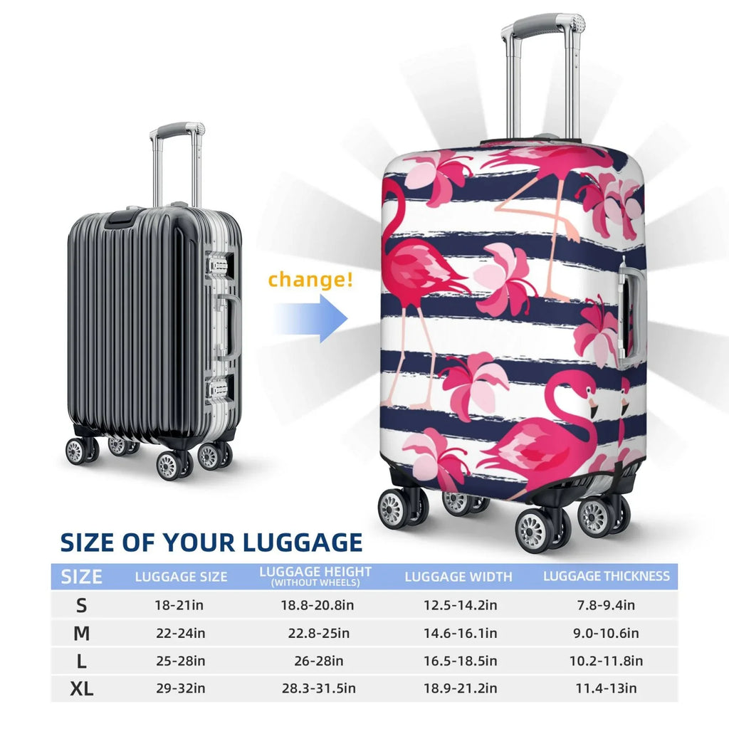 Flamingos Protector Suitcase Print Ocsxa Cover Cover Dark Travel Luggage Stripes For Pink And 18-32inch Dust-Proof Blue