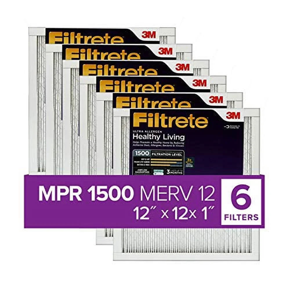 1500, MPR 12x12x1, 11.81 x Filtrete 0.78) Furnace x Ultra 11.81 6-Pack AC Living Filter, Air dimensions Healthy (exact Allergen,