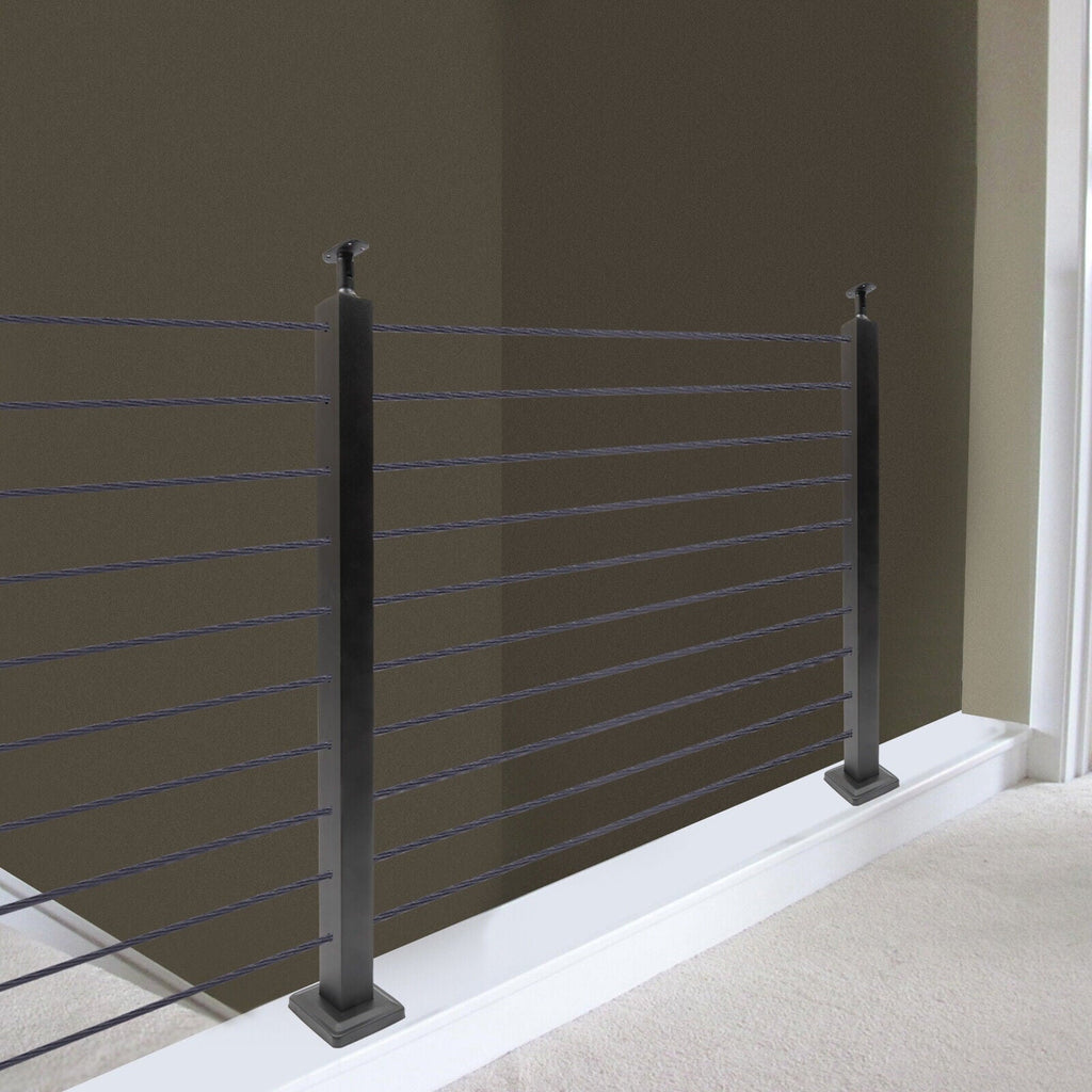 Fence Cable Post Deck Level Two Level Pre-Drilled Steel Cable Railing System Post Sides 36''x2''x2'' Wood Stainless for Railing Concrete Square
