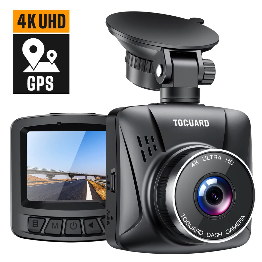 Wide Parking LCD Cam TOGUARD WDR, Mode, 2" Dash Cam,4K Car Front Vision, Angle, Dash Night GPS, Camera Screen with G-Sensor 170°