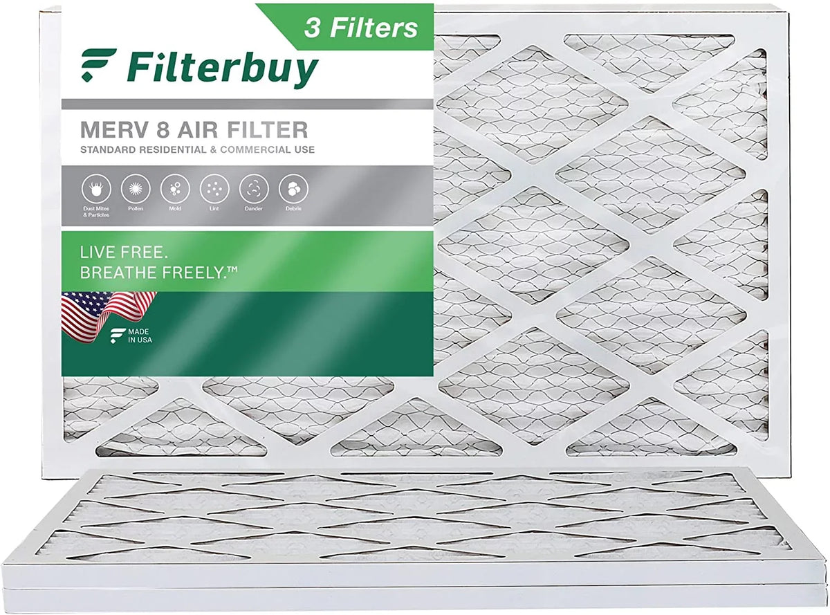 Pleated (3-Pack) Air Furnace 8 Filters AC MERV HVAC 14x30x1 Filterbuy