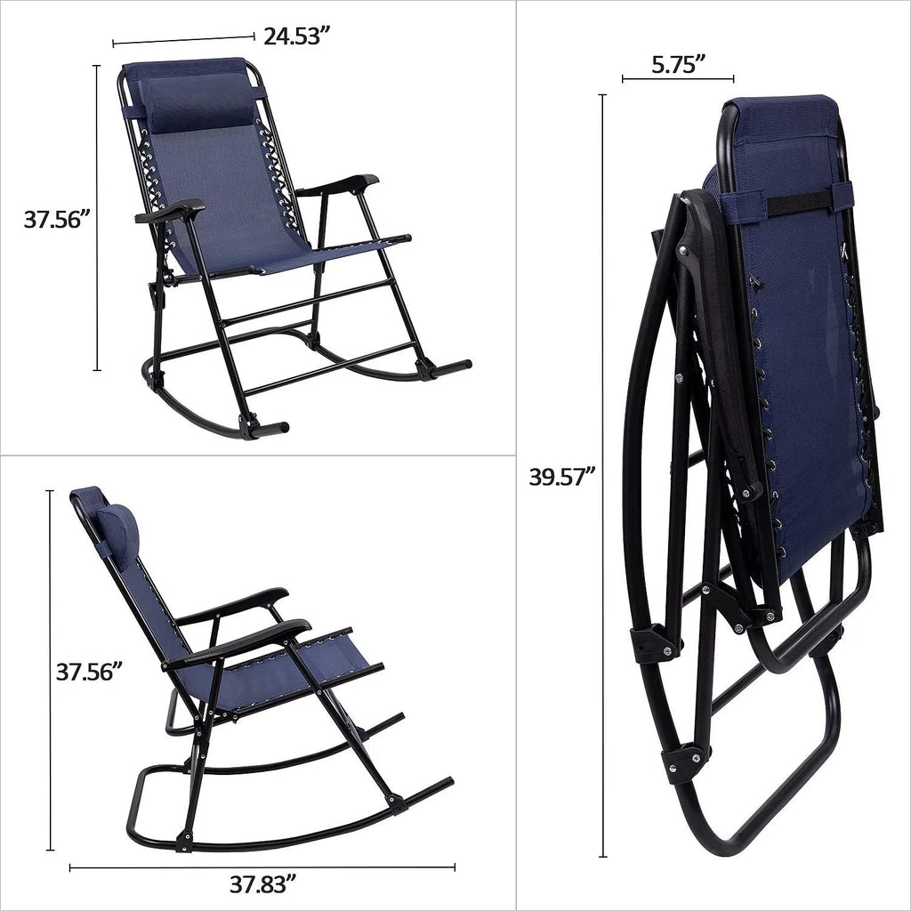 Lounge Patio Fishing Recliner For Chair Beach Rocking Camping Poolside(Blue) exterior Chair Folding Headrest Portable Wide With