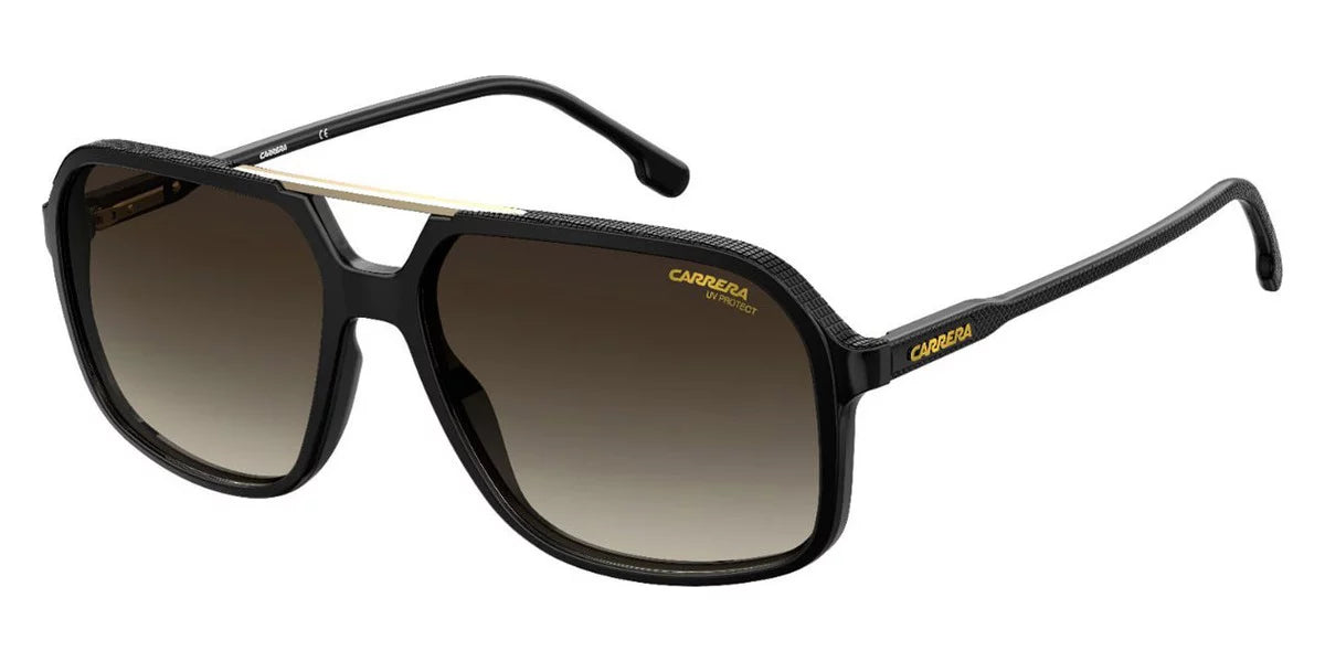 Black/Brown Plastic Adult 59mm Unisex Sunglasses Carrera Square CA 229/S