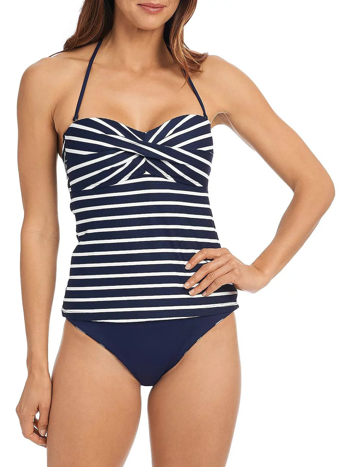 Bandini Womens La Top Tankini Blanca Striped Swim Capri