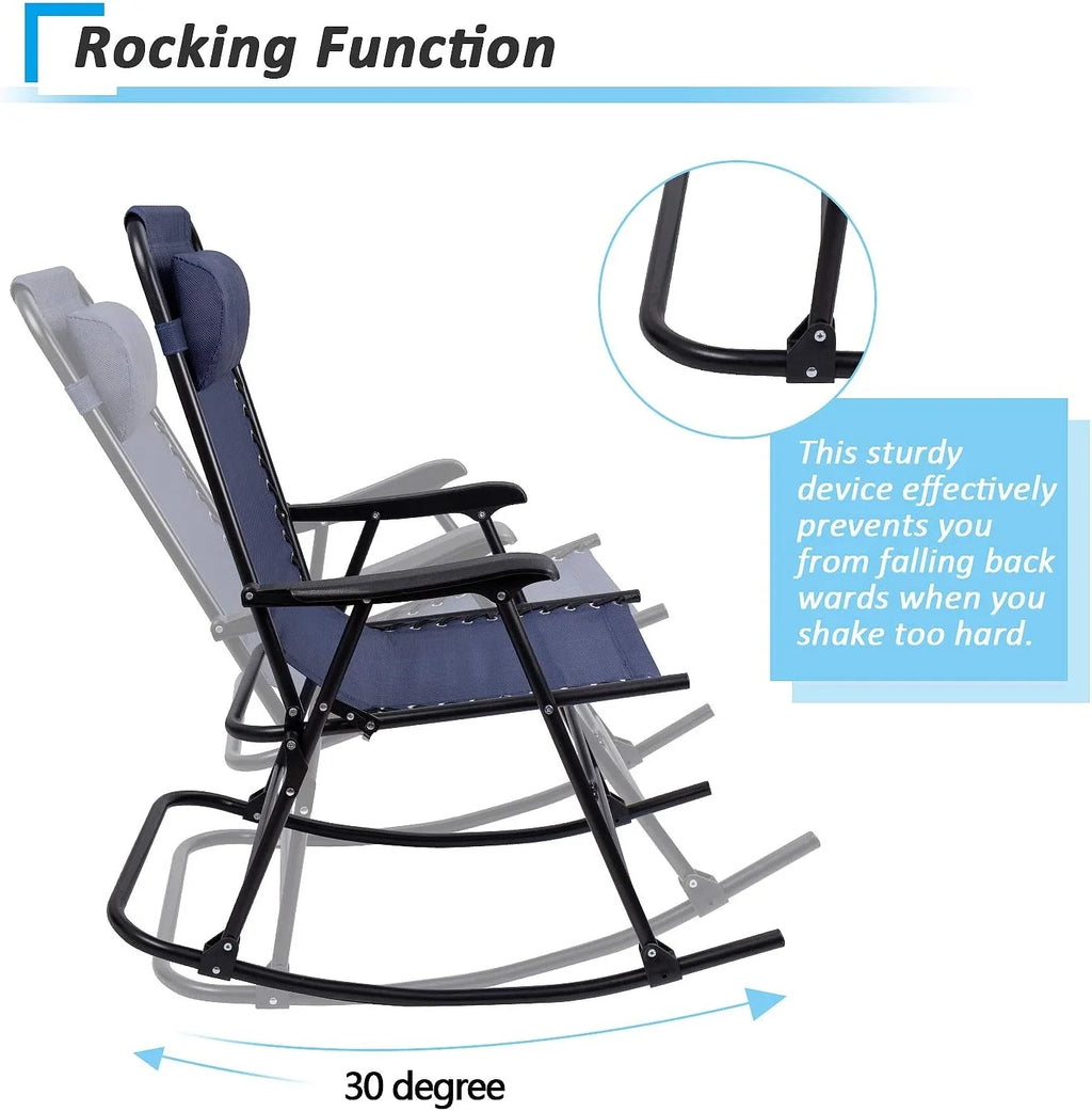 Lounge Patio Fishing Recliner For Chair Beach Rocking Camping Poolside(Blue) exterior Chair Folding Headrest Portable Wide With