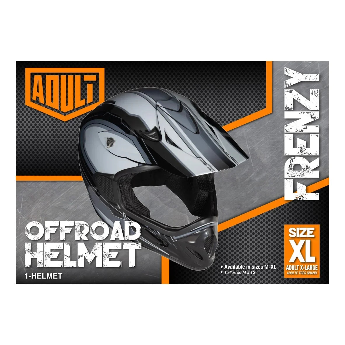 DOT MX Adult Black-Grey, XL Approved, FRENZY Helmet,