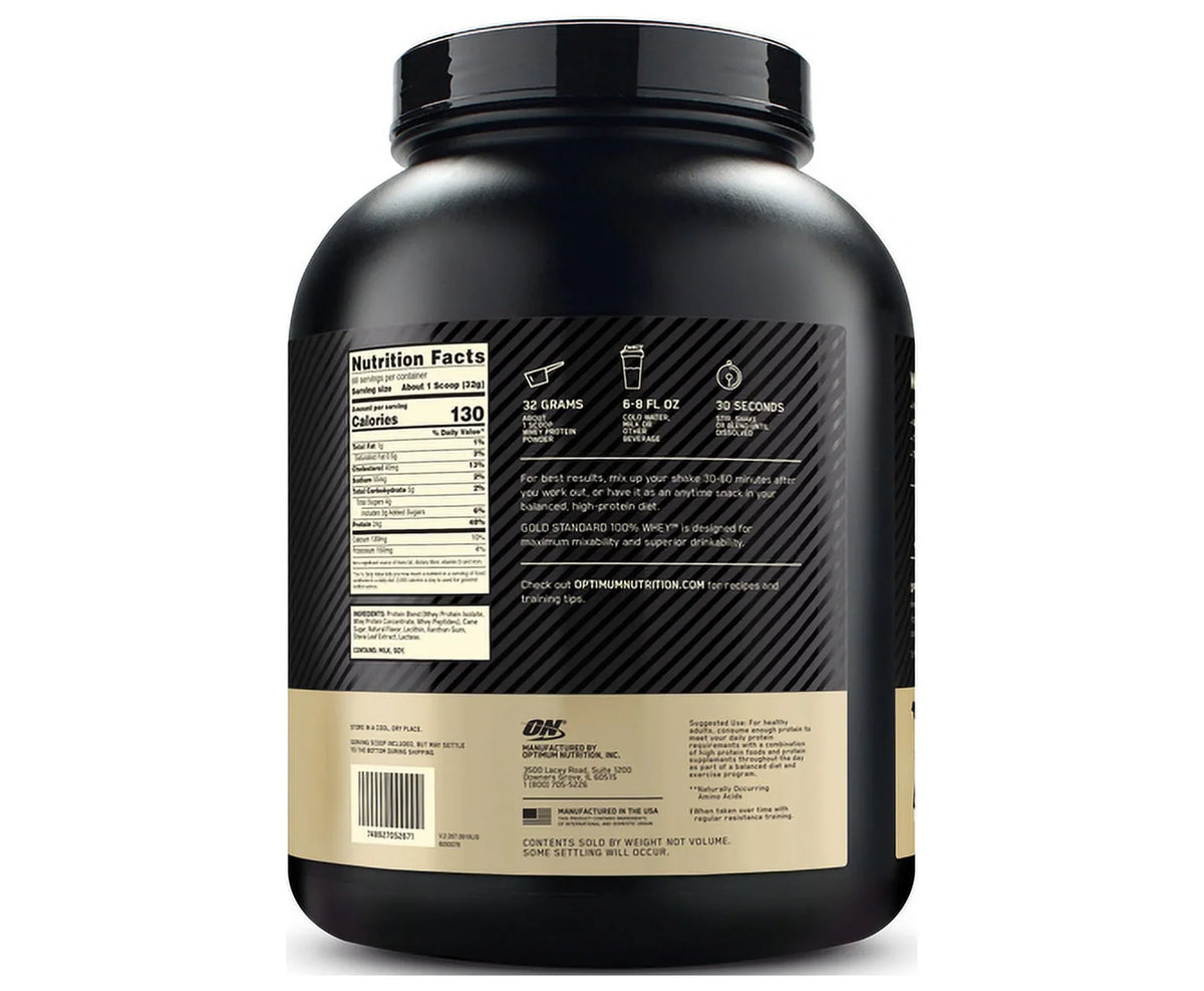 68 Protein Vanilla, Flavored Gold 100% 4.8 Servings Nutrition, Whey Optimum lb, Naturally Standard Powder,