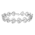 Inches - 1/4 Round-Cut 7.25" (I-J Diamond Silver Bracelet Cttw I2-I3 .925 Color, Sterling Link Clarity) Heart Double