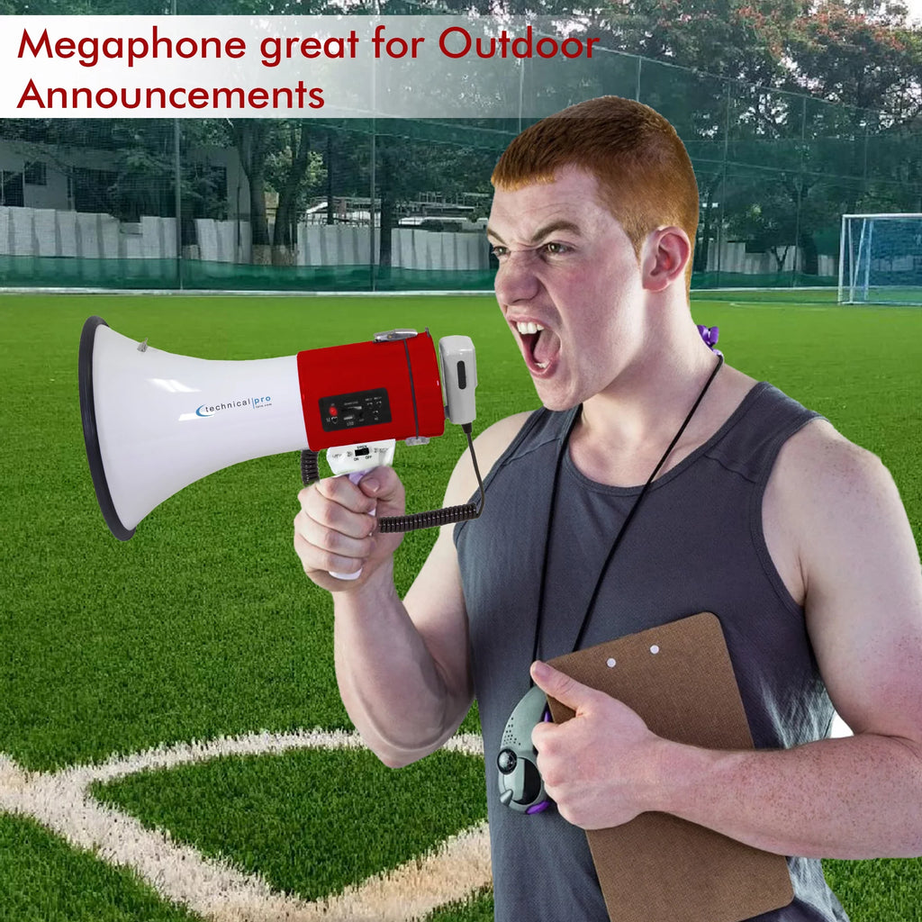 w/ Portable 75-Watt Pro Technical PA Detachable - Speaker Detachable Police for Professional Megaphone And leading Red Cheer Voice Lightweight Siren, Bullhorn Strap exterior Microphone,