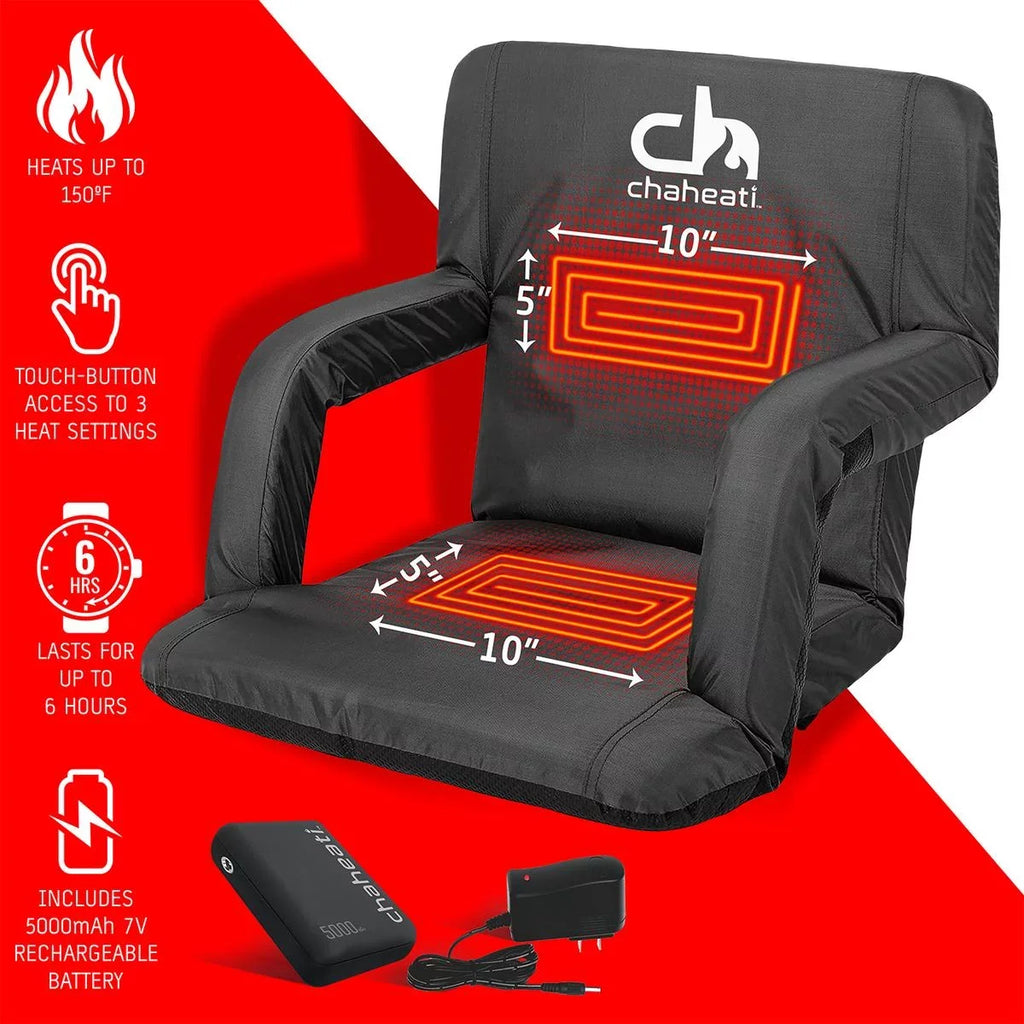 V Seat Chaheati For Activities Camping, exterior Heated in Chair Bleacher And Black 7 – Heated Folding Battery Sports,