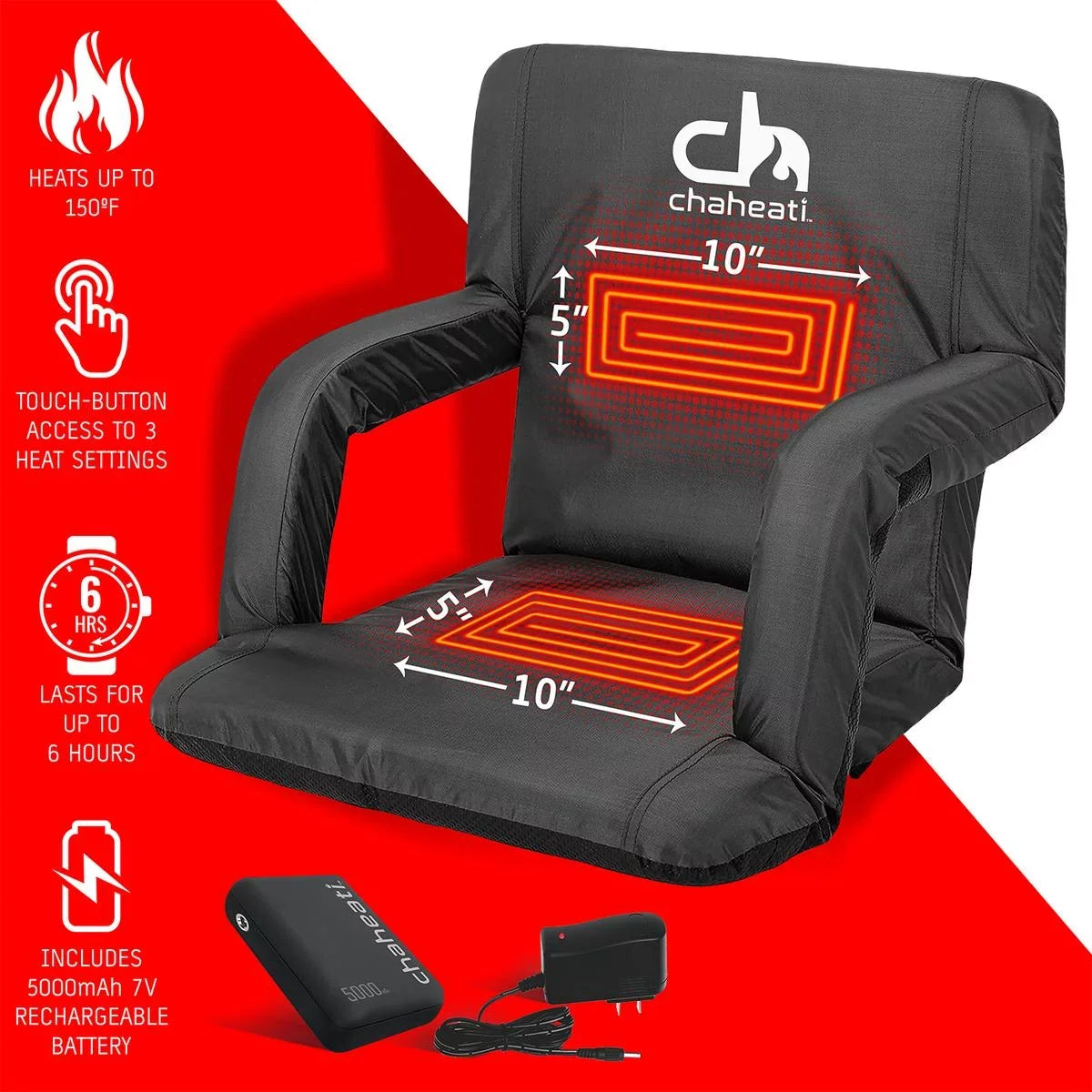 V Seat Chaheati For Activities Camping, exterior Heated in Chair Bleacher And Black 7 – Heated Folding Battery Sports,