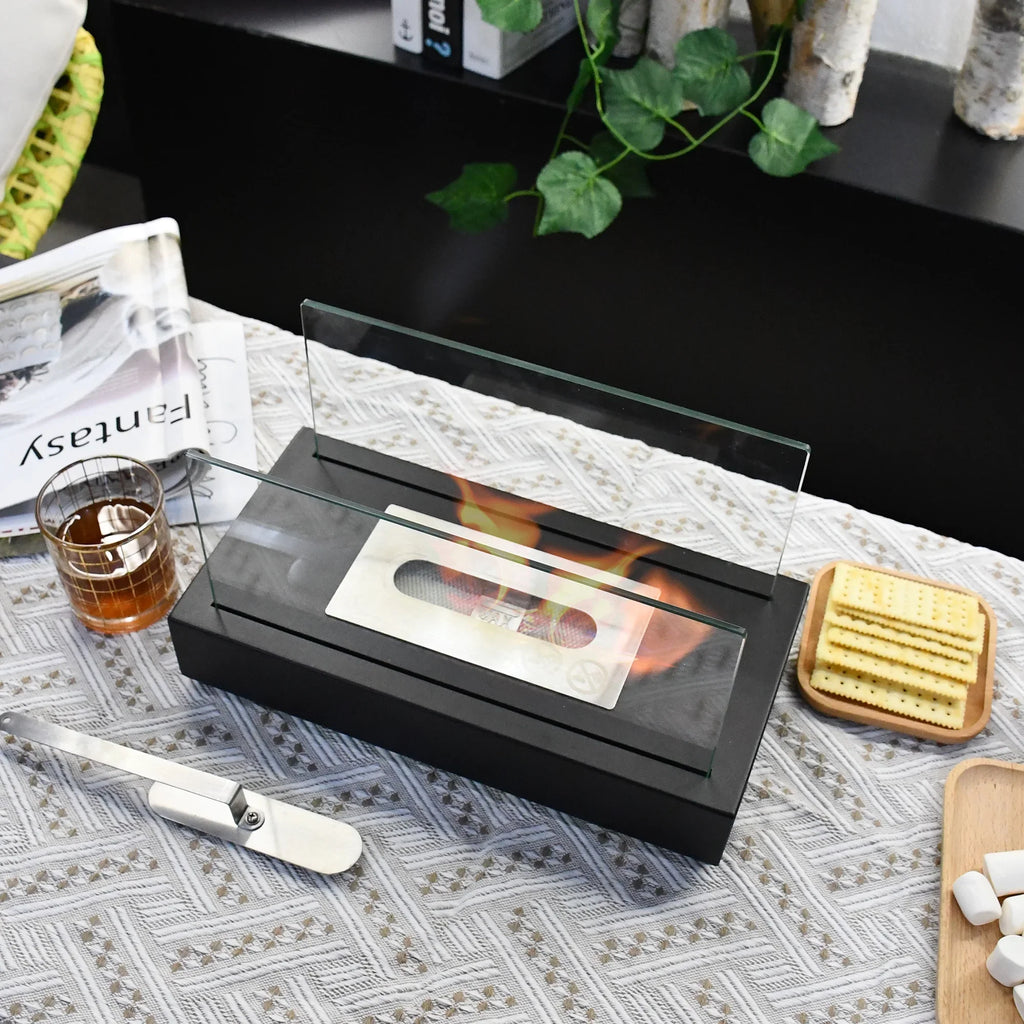 Ethanol exterior 13.98''L Tabletop with Metal x Bio Skypatio Fireplace x 8''H W 7.1'' Ventless Flame Guard