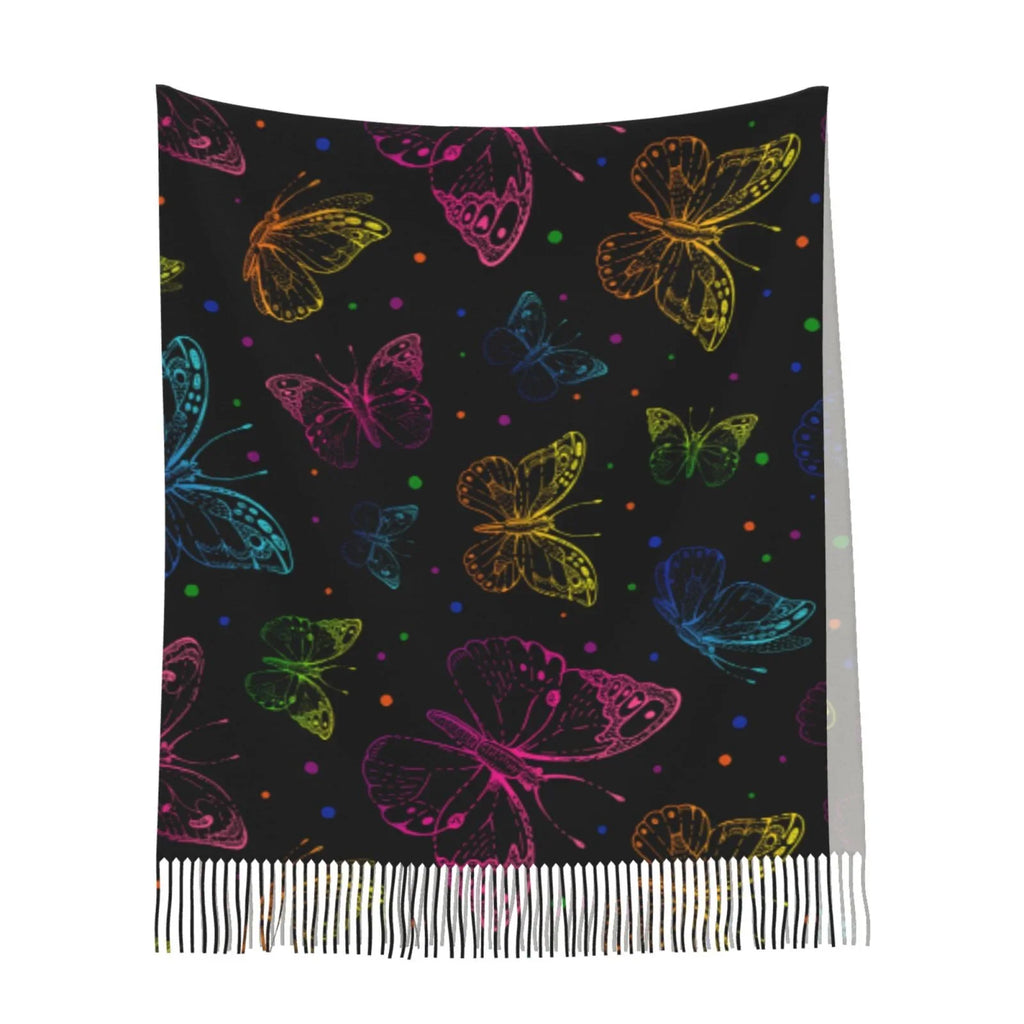 For Large Scarf Wrap Gifts- Print Soft Elegant Warm Women Scarves Art Winter Butterfly Cashmere Shawl Feel Bingfone