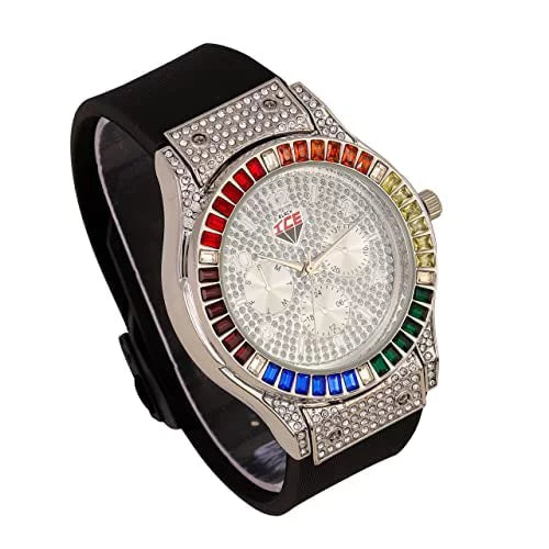 Iced Blast Combo Colourful Iced Color Out Mens Blinged with Out on Watch SLV) or Rainbow Flame Bracelets Single Out Sets Collection Set. Charles (ST10380-ZZ Raymond