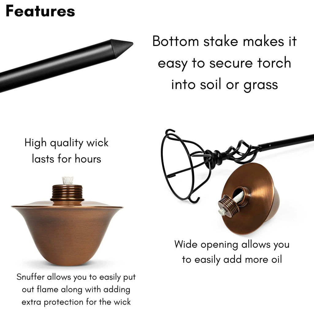 Home Stand Conical - - Wide BirdRock Torches Copper Tabletop 2-Pack exterior