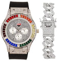 Iced Blast Combo Colourful Iced Color Out Mens Blinged with Out on Watch SLV) or Rainbow Flame Bracelets Single Out Sets Collection Set. Charles (ST10380-ZZ Raymond