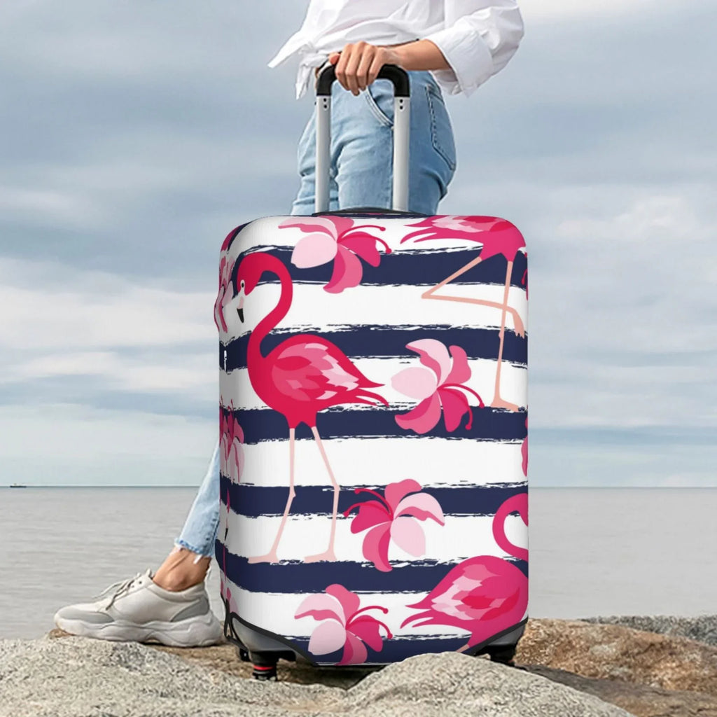 Flamingos Protector Suitcase Print Ocsxa Cover Cover Dark Travel Luggage Stripes For Pink And 18-32inch Dust-Proof Blue