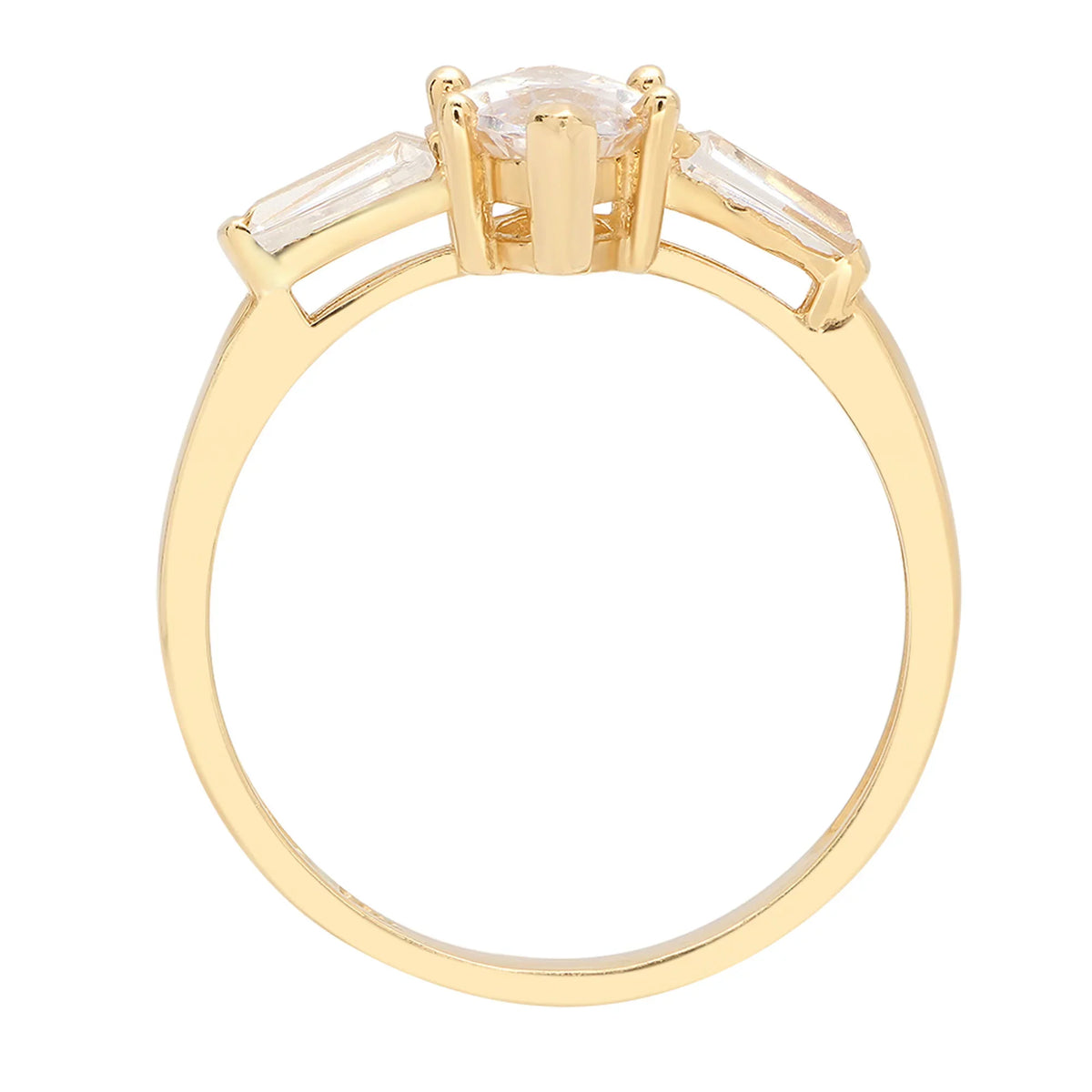 SZ Gold Simulated Brilliant Marquise 10.5 2.0 Yellow ct Three-Stone Cut Diamond Ring 14k