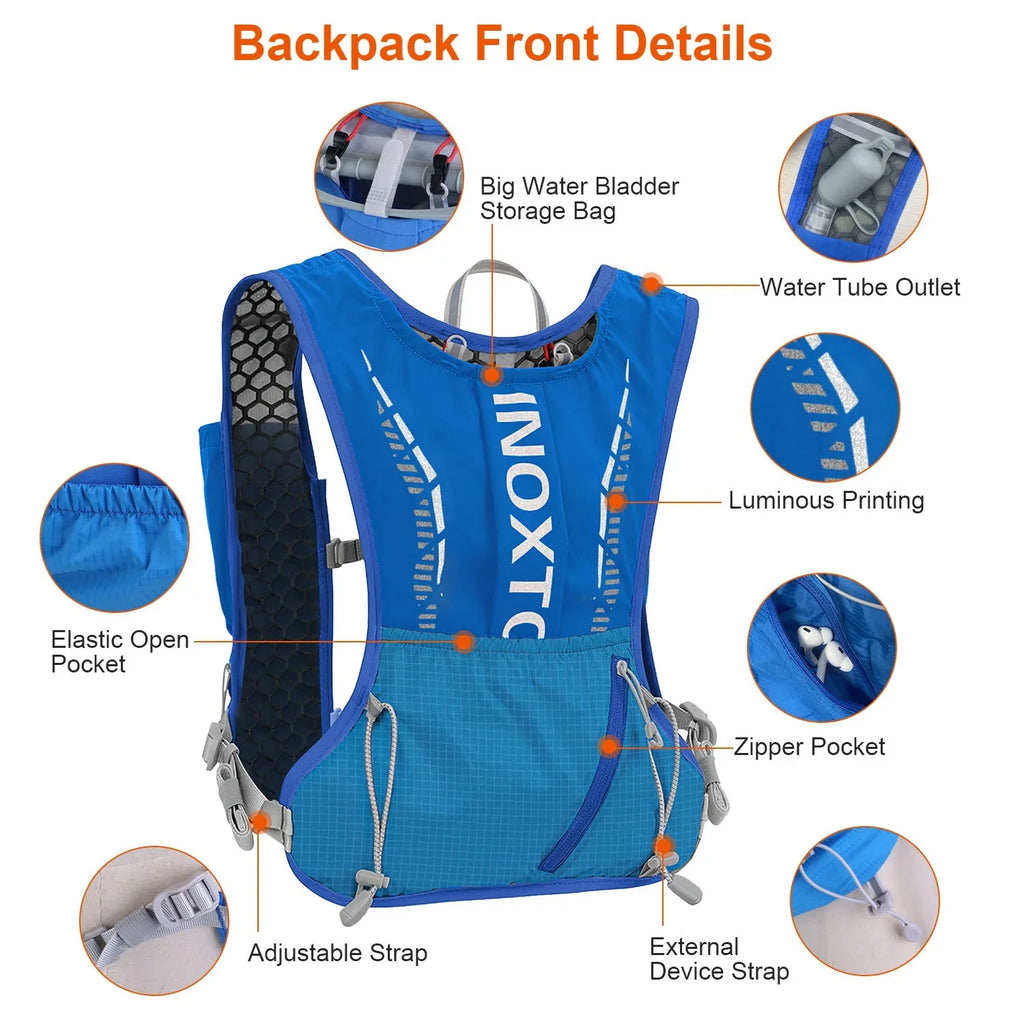 Marathon liquid Hydration Cycling Pack liquid Bag Runing Running Race Vest Grey Hiking Running Backpack, Hydration Trail iMounTEK Vest 2.4L Bladder for with