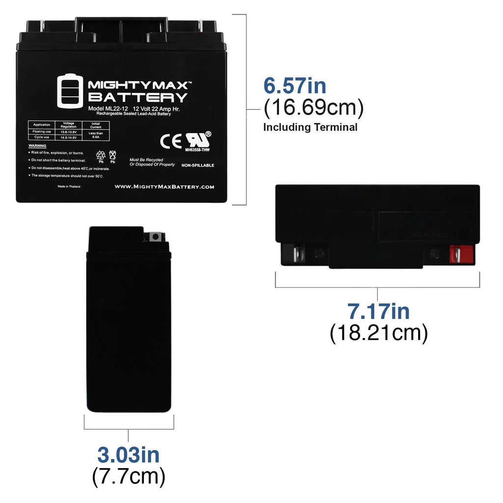 Scooter Wheelchair Battery 200 Alante Jr 22AH 12V GP for