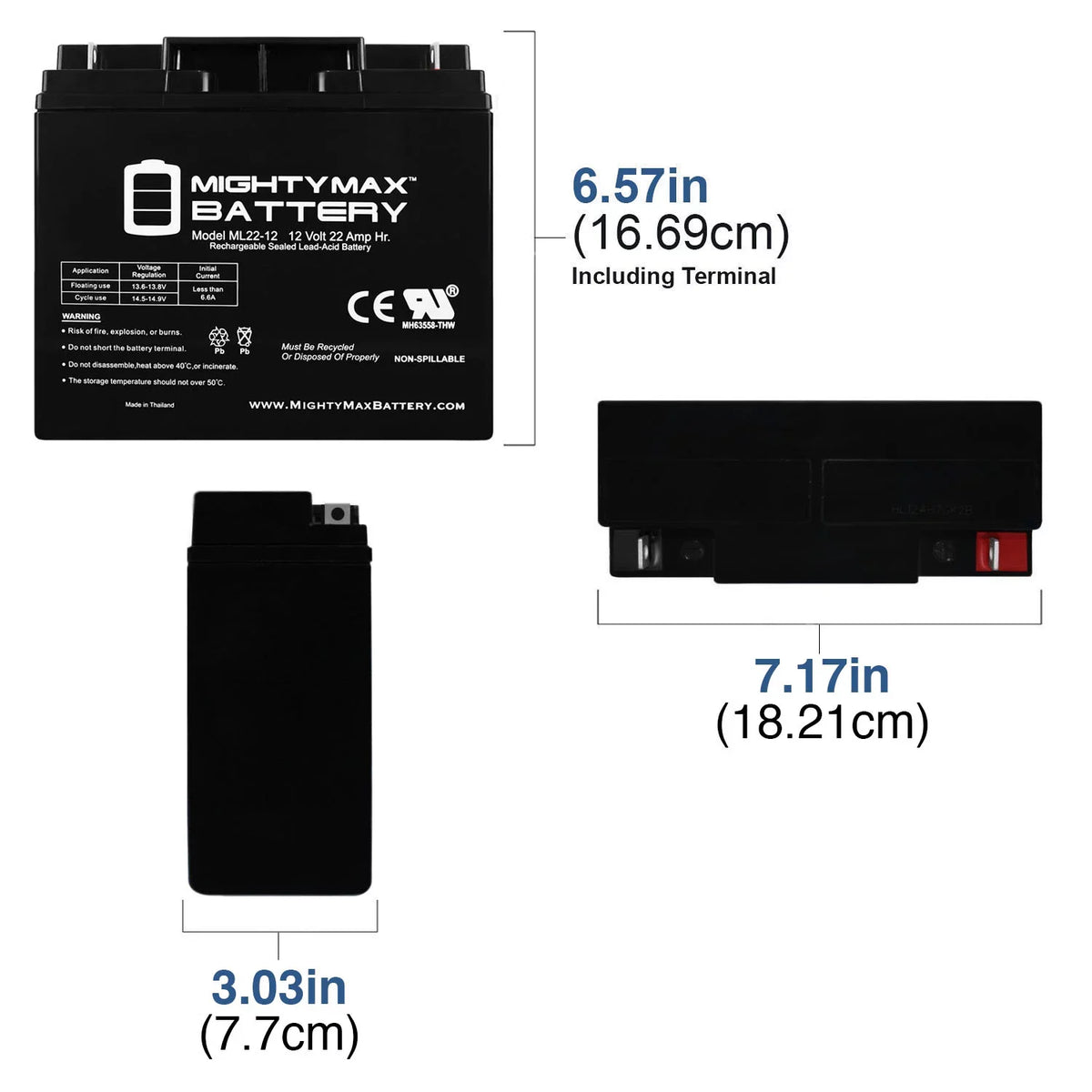 Scooter Wheelchair Battery 200 Alante Jr 22AH 12V GP for