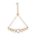 .925 Gold Bracelet and Silver Plated Rose Sterling Bolo Clarity) Color, Diamond Circle Adjustable Accent (I-J Link Heart 14K 6”-10” I3