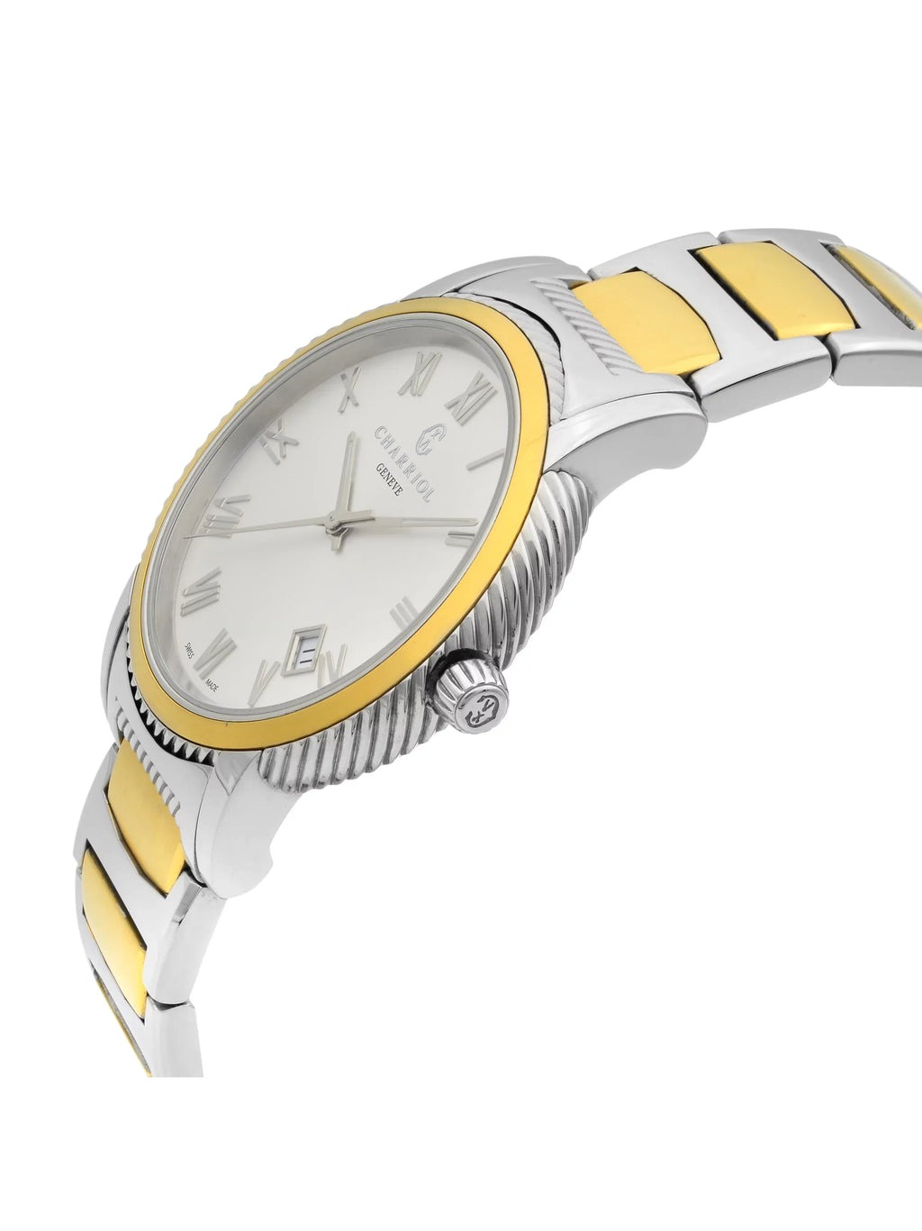 Parisii Tone Quartz Watch Dial Steel Silver Two Charriol Men P40SY2.931.001