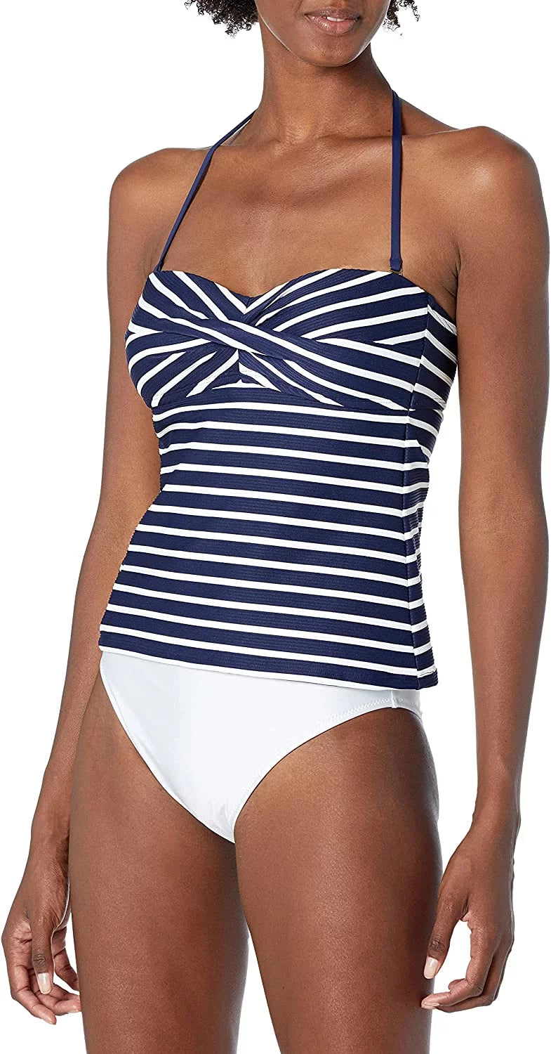 Bandini Womens La Top Tankini Blanca Striped Swim Capri