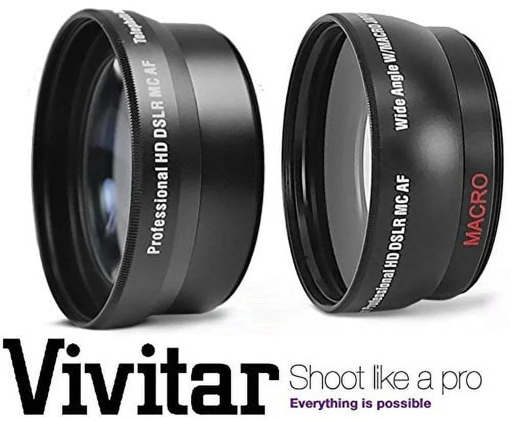 Nikon D5300 & D3300 Telephoto Lens (52mm For Kit Compatible) Set Hi-Definition 2Pc Wide Angle Lens