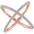 Sterling Diamond Miabella Rose Rhodium-Plated Silver T.W. Ring Criss-Cross 1/10
