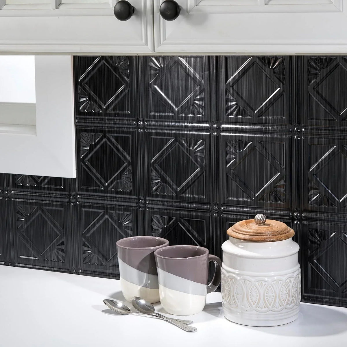Smoked Pewter Ft 4 Traditional In Sq 15 Decorative Kit design/Pattern Vinyl Backsplash
