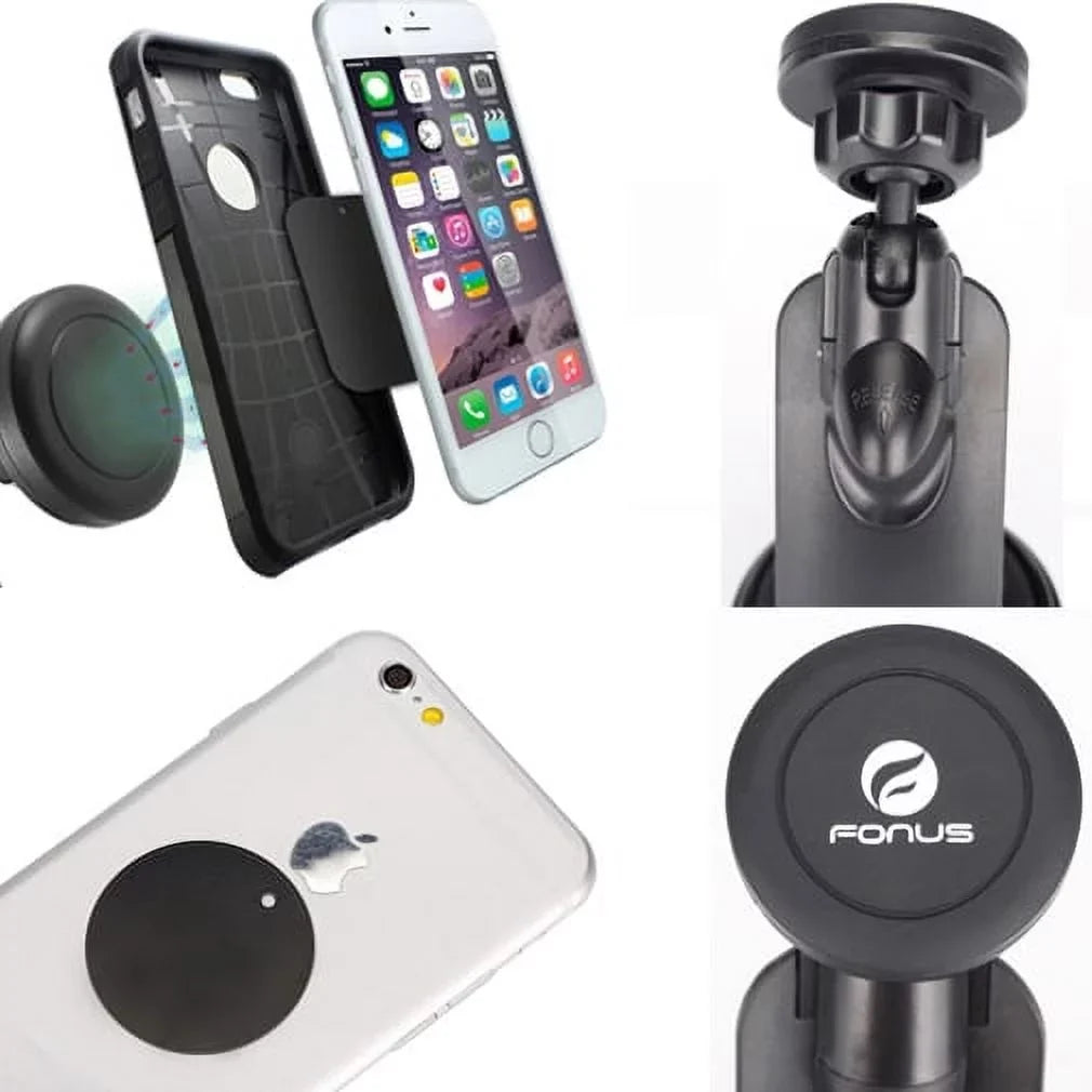 2 Galaxy J7 Mini Strong 2 S5 Dash On5 Holder Mount Premium for Magnetic Windshield Grip (2017), Dock Mega LTE Prevail QQP V Note Car Window Stand Rotating Active, Suction Perx S4, Adjustable