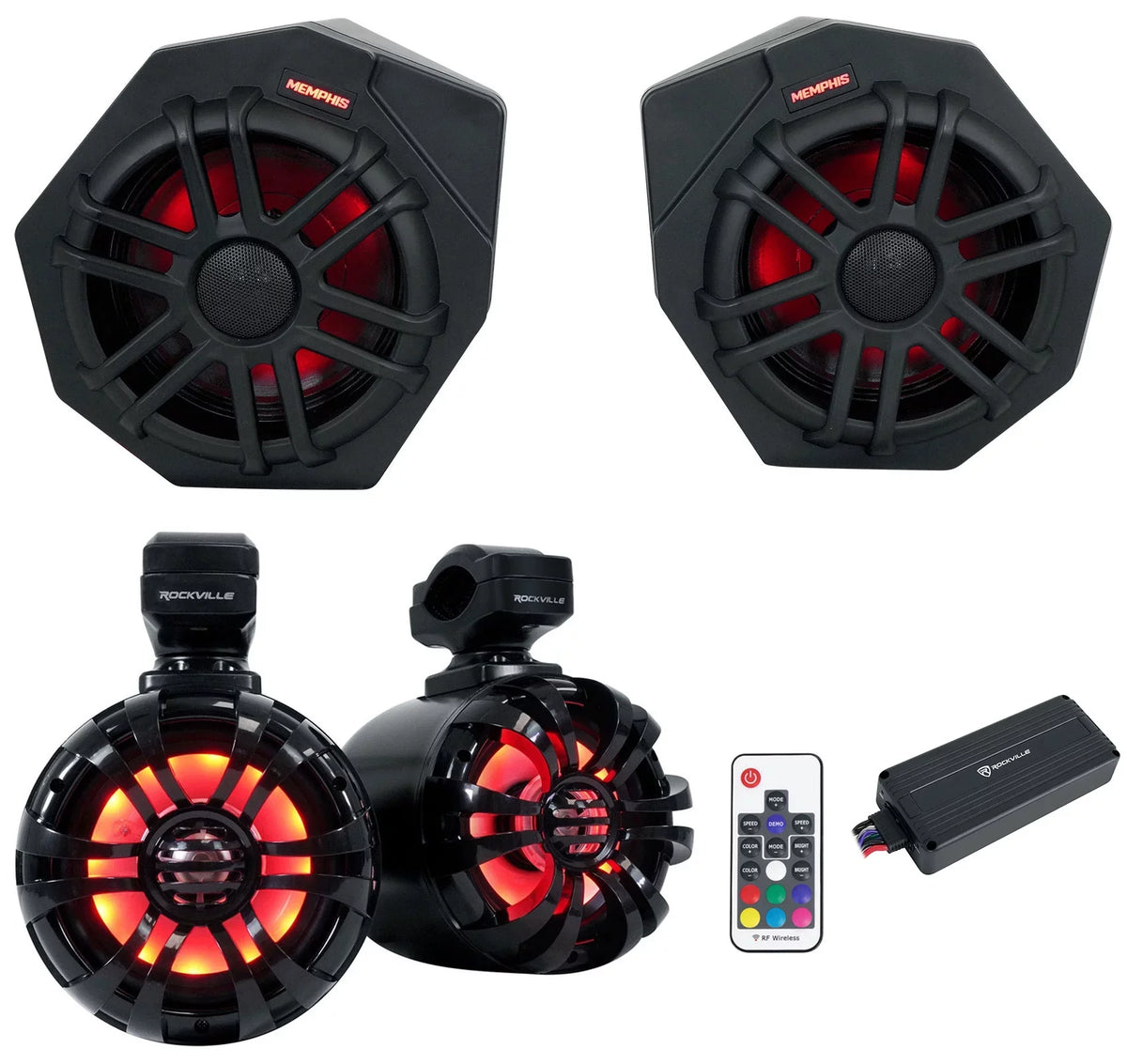 Am 2017+ CANAMX365FE Speakers+Amp X3 (2) For Memphis Can Tower Speakers+Pods+LED