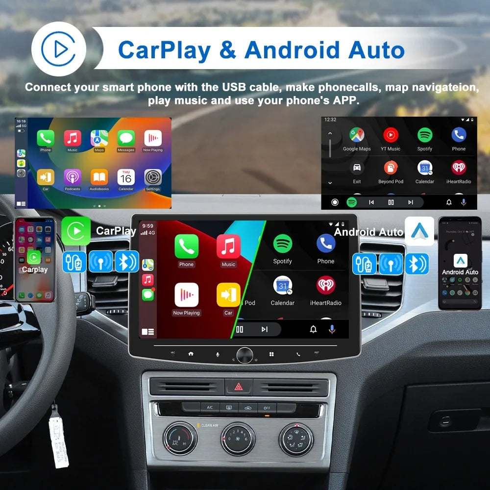including FM Carplay Auto Touch Player Camera Inch Car Bluetooth Receiver with Stereo Reversing Multimedia AHD USB Din Link Single 10 Radio Mirror 1 HD USB Audio Screen Android