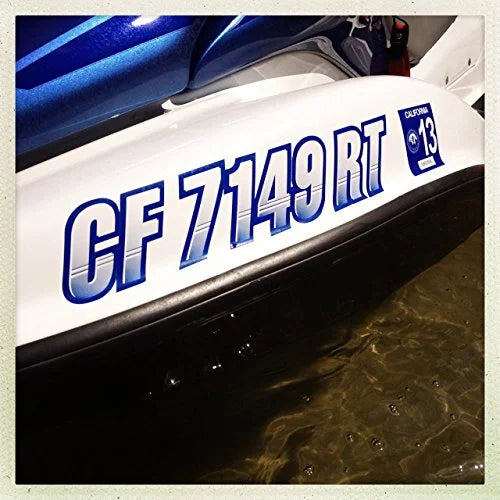 Letters & Personal for PWC Navy/Gold & Numbers Custom Watercraft Registration Identification Alpha-Numeric Stickers Techtron Kit 3" STIFFIE Decals Boats Marine