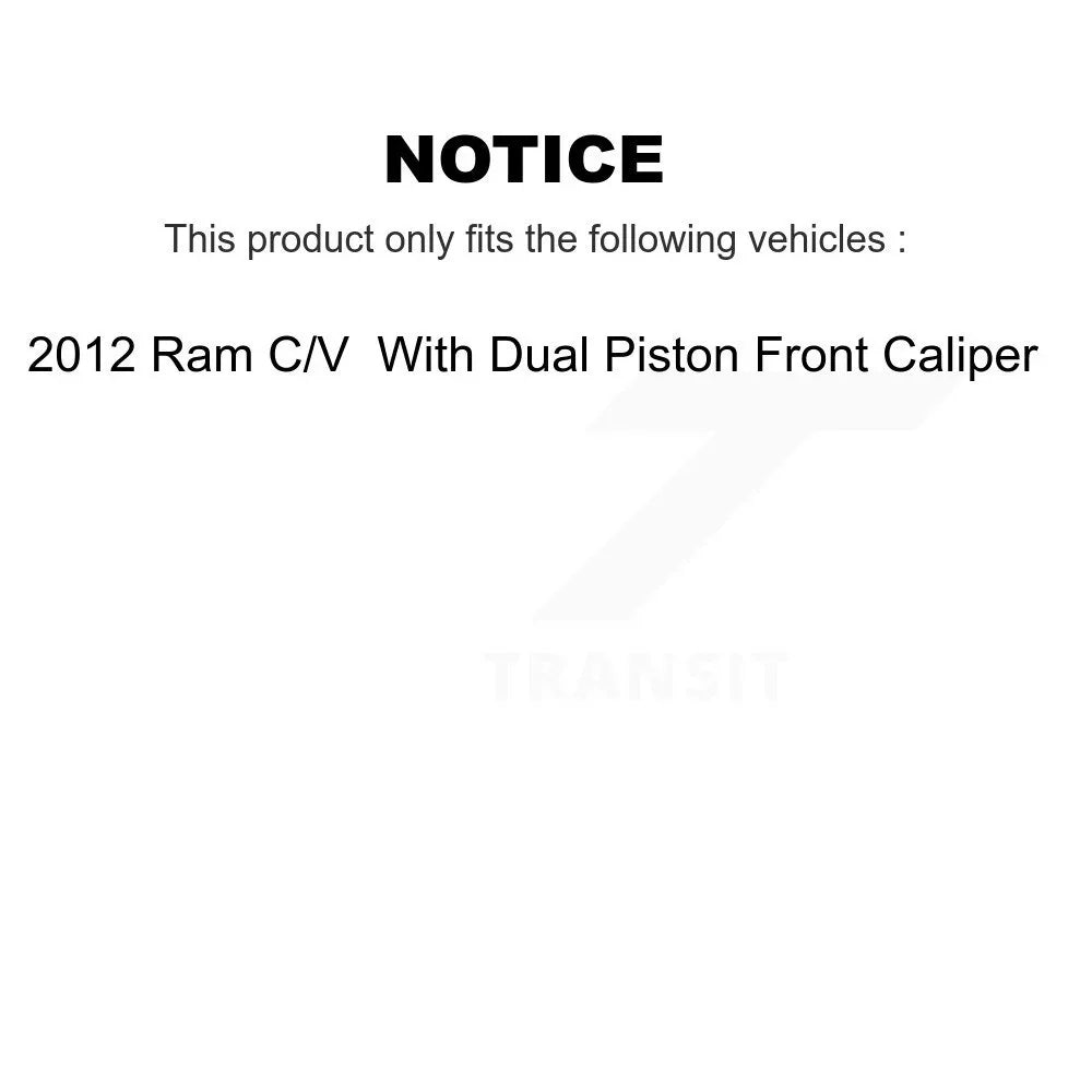 Coated Rotors Disc Semi-Metallic C/V Piston With Brake KCG-100133P Caliper Dual And Pads 2012 Auto For Ram Rear Front Transit Kit