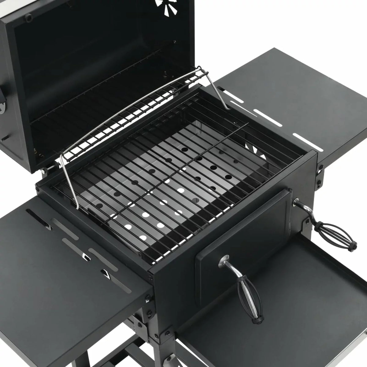 Black Grill Shelf BBQ Bottom with Charcoal-Fueled