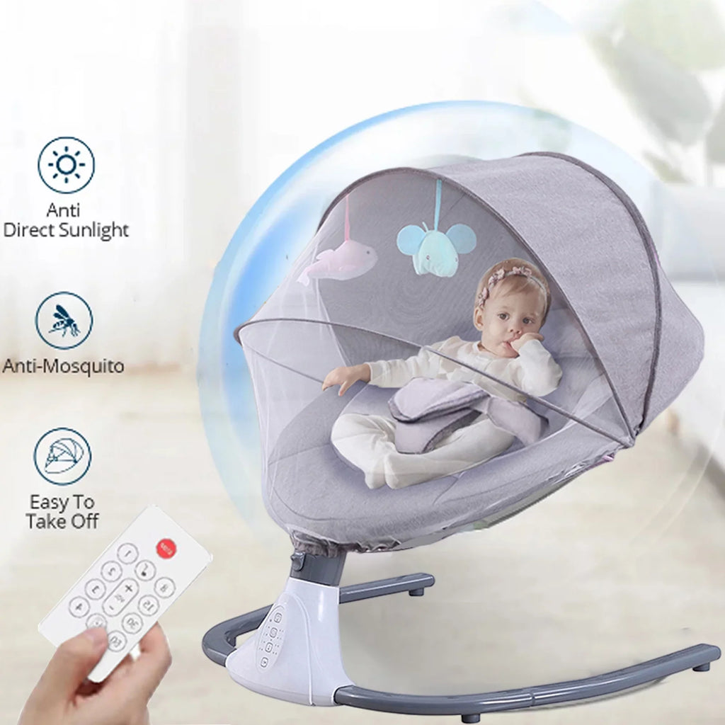 Speeds Baby and Remote with Seat Electric Portable Chair Infant Swing Swing Control, Gray 4 Swing