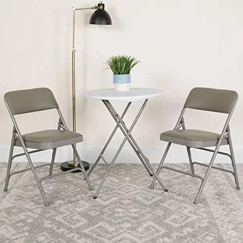 Vinyl Gray HERCULES Hinged 4 Double Triple Braced Chair Pack Curved Series & Folding Metal