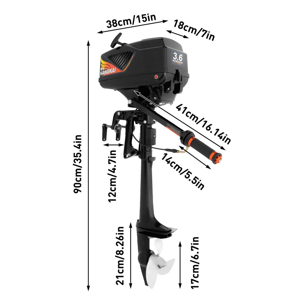 Motor Boat Outboard 3.6 liquid Engine Outboard Motor HANGKAI CDI HP Boat Fishing Stroke 90cm/35.4in 2 Cooling