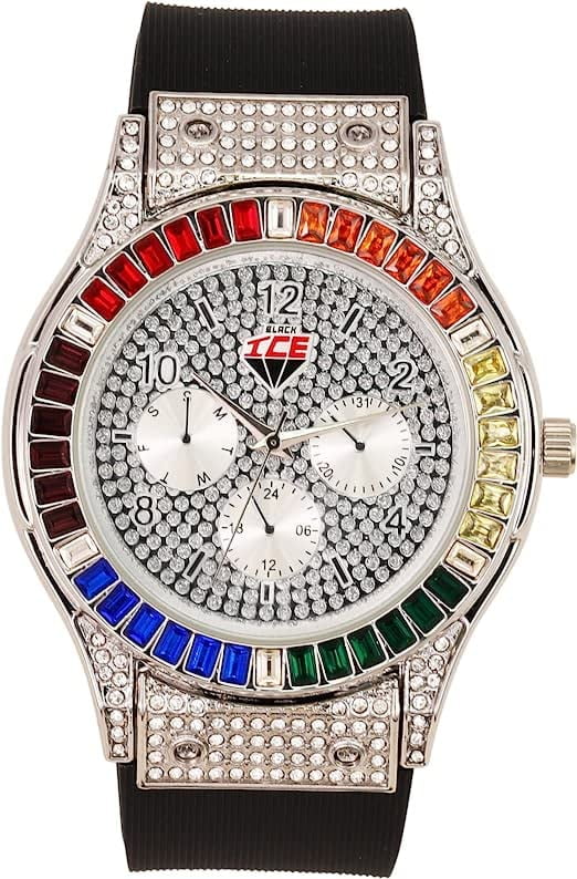 Iced Blast Combo Colourful Iced Color Out Mens Blinged with Out on Watch SLV) or Rainbow Flame Bracelets Single Out Sets Collection Set. Charles (ST10380-ZZ Raymond