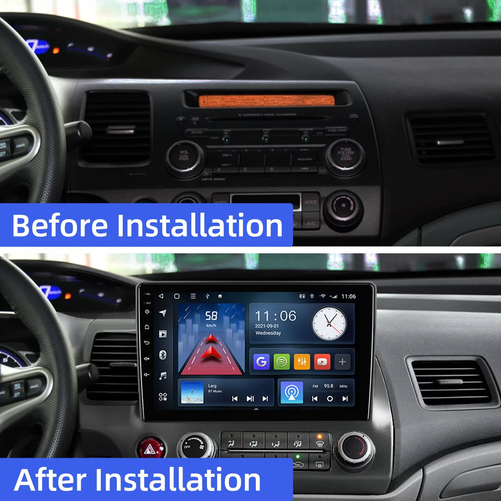 Android for Support Backup Auto Camera Car Navi Double Civic inches 10.1 & Carplay FM Android 2006-2011 Screen BT Honda Stereo IPS Touchscreen Din Car Radio with GPS 10