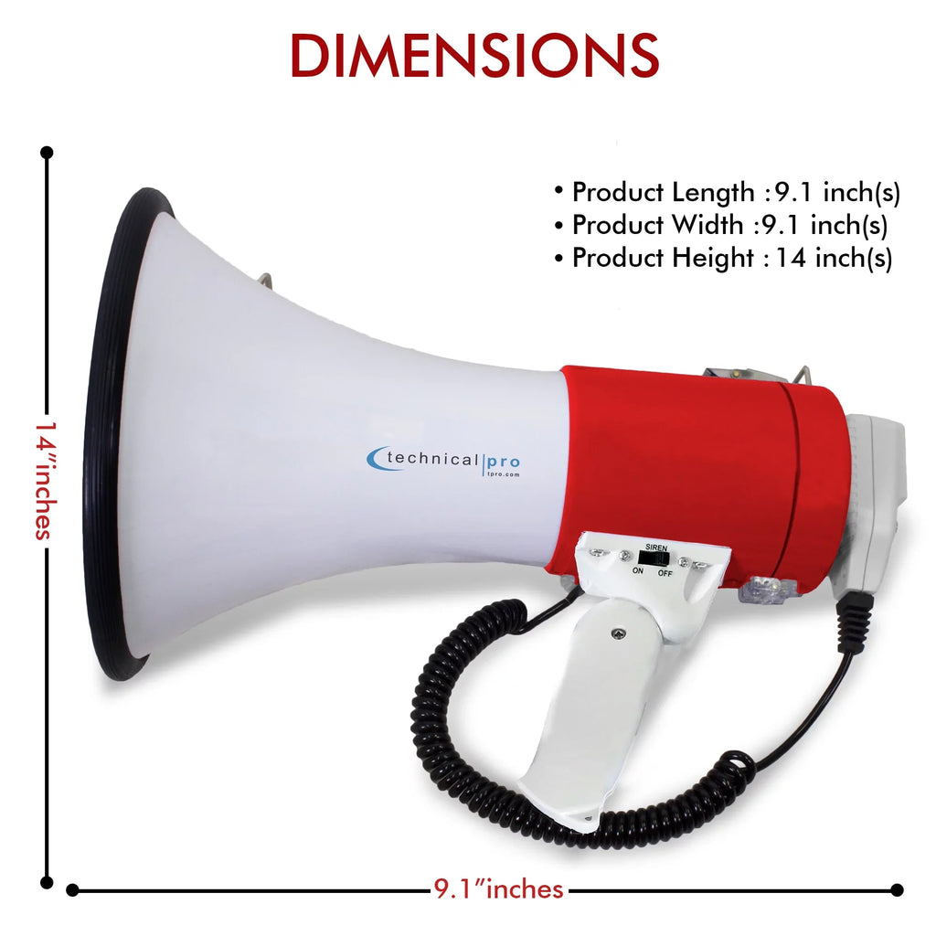 w/ Portable 75-Watt Pro Technical PA Detachable - Speaker Detachable Police for Professional Megaphone And leading Red Cheer Voice Lightweight Siren, Bullhorn Strap exterior Microphone,