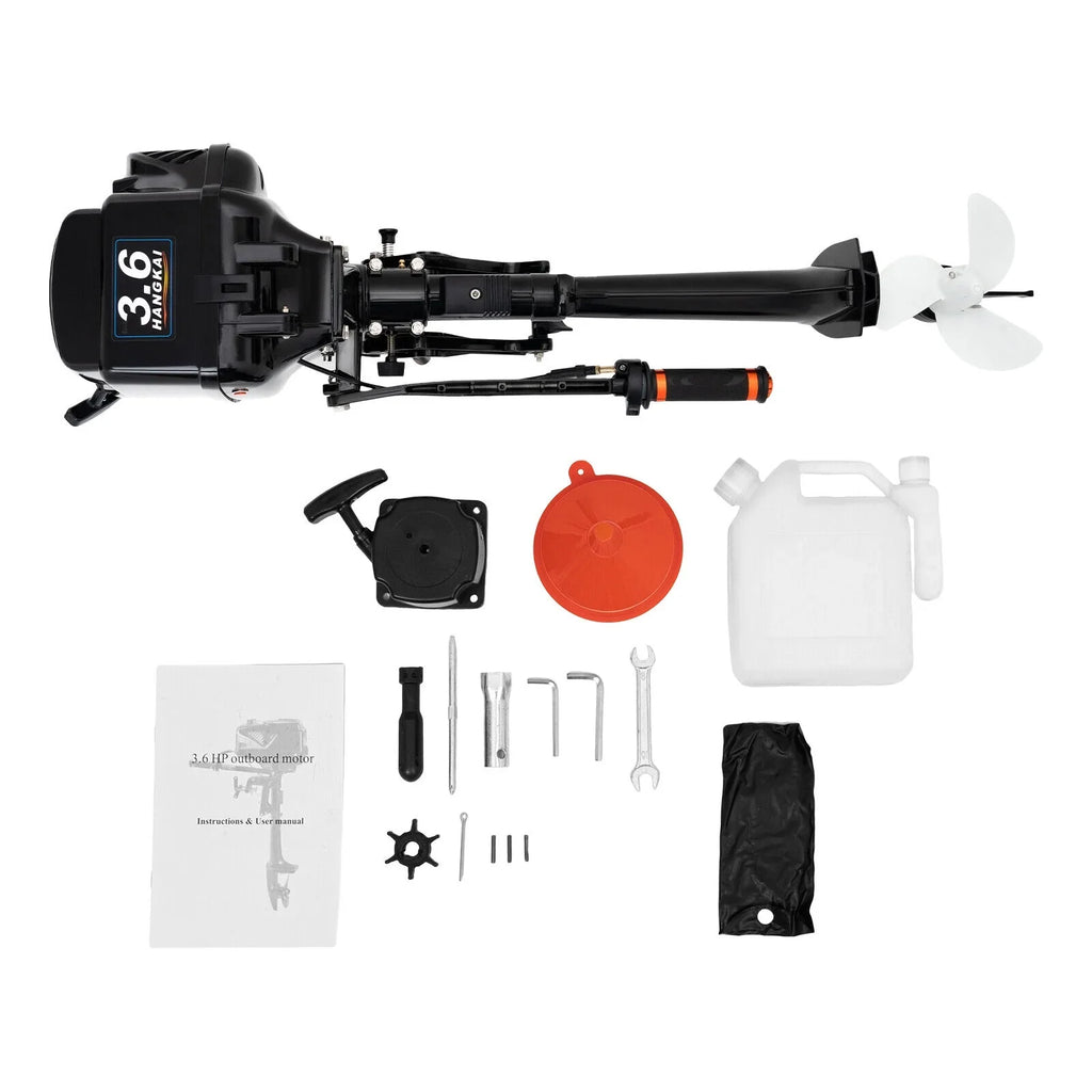 Motor Boat Outboard 3.6 liquid Engine Outboard Motor HANGKAI CDI HP Boat Fishing Stroke 90cm/35.4in 2 Cooling