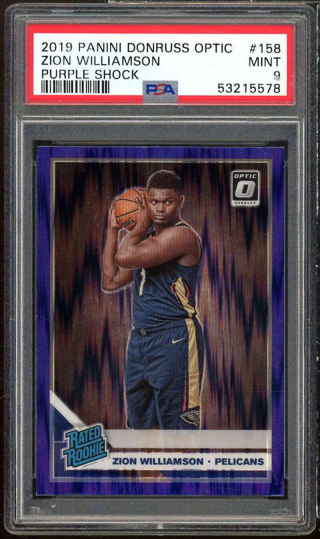Donruss 2019-20 Williamson #158 PSA Purple Optic Rookie Shock 9 Card Panini Zion